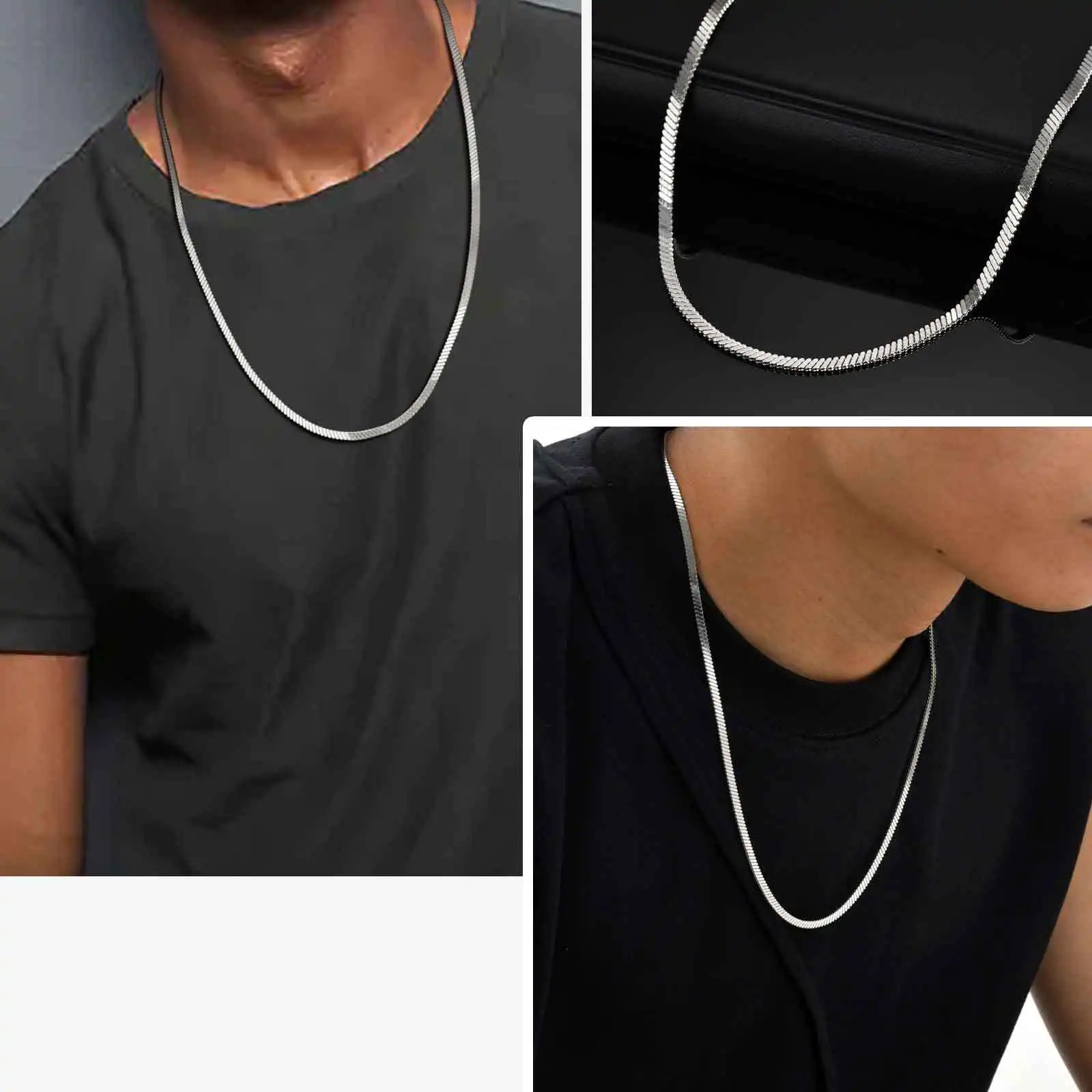 Naszyjnik męski/chocholatka 3MM, cienki łańcuszek ze stali nierdzewnej, hiphopowa biżuteria na co dzień, prezent