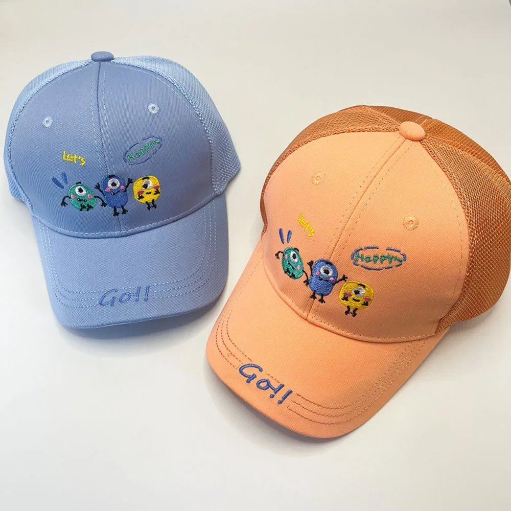 Casquette de baseball brodée tendance pour enfants, casquettes à visière en filet pour enfants, chapeaux de soleil d'été mignons, chapeau en maille pour garçons et filles, mode