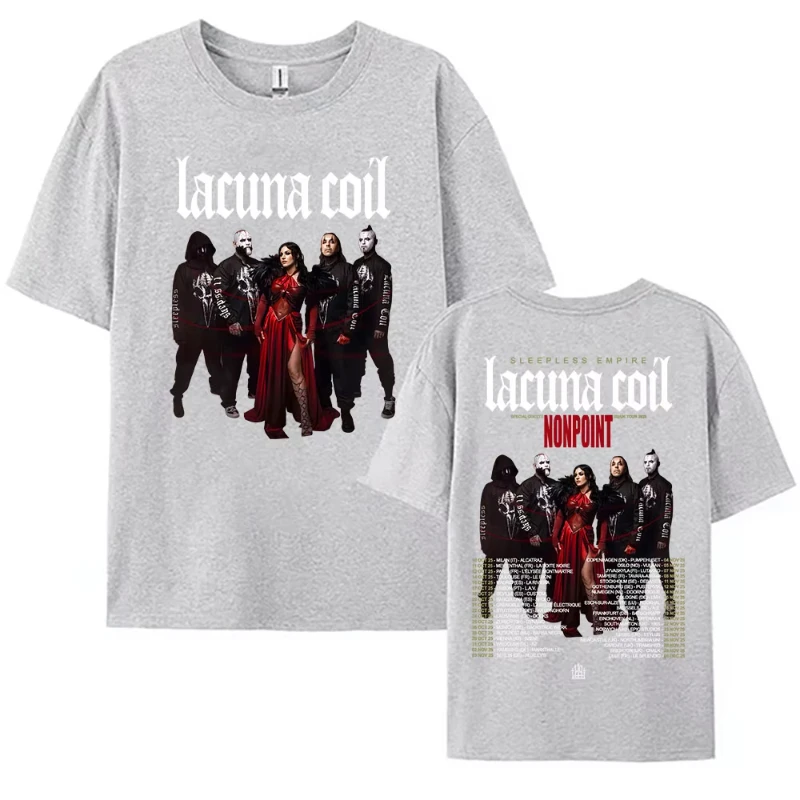 لاكونا لفائف بلا نوم جولة الإمبراطورية 2025 الصيف موضة تي شيرت مطبوع فضفاض مريح جودة عالية القطن الخالص تي شيرت