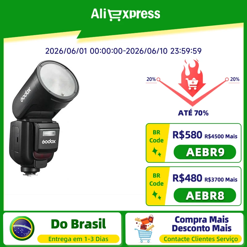 Godox V1 Pro Camera Flash Light, Speedlight, TTL, 2.4G, HSS para DSLR Mirrorless, Canon, Sony, Nikon, Fujifilm, V 1