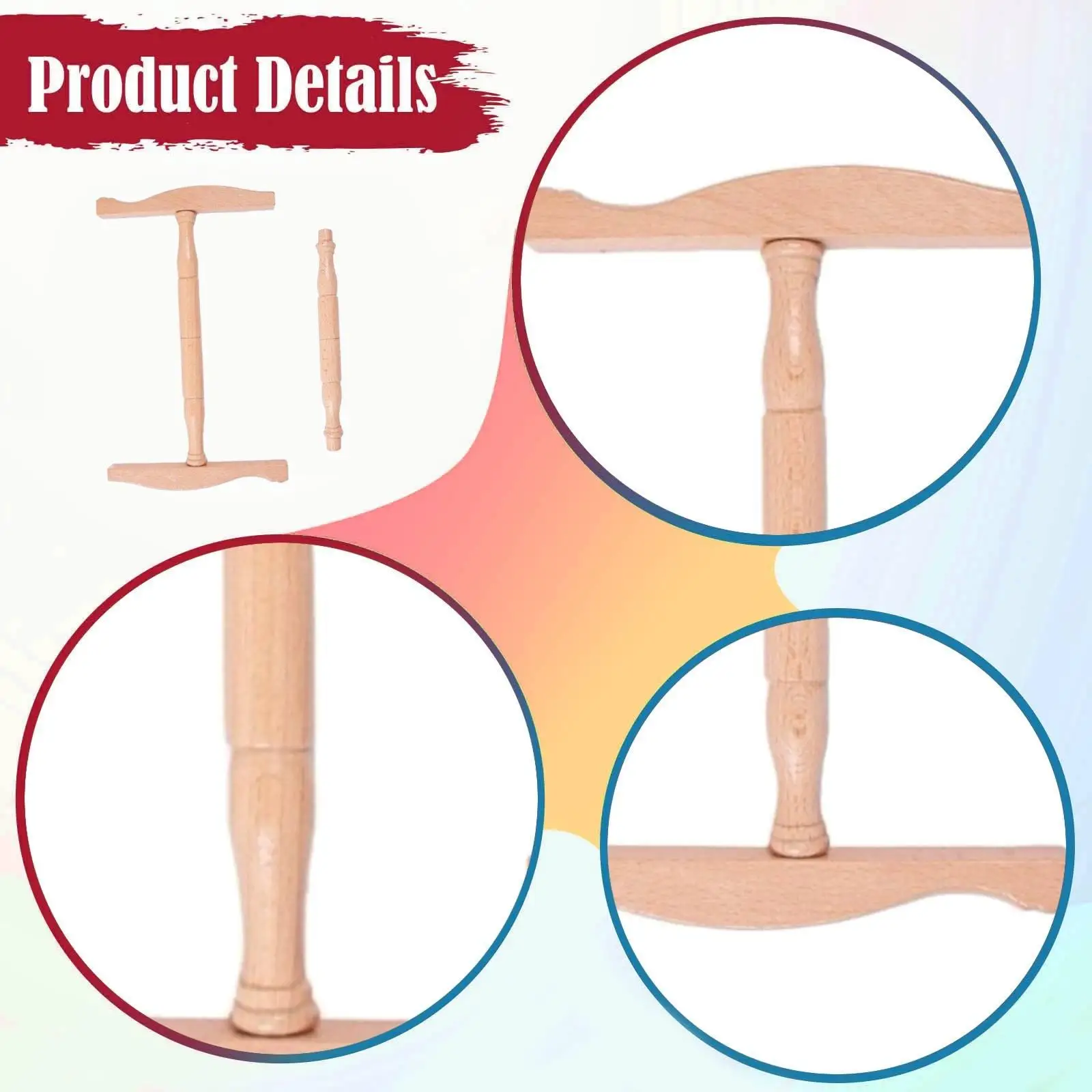 Wood Niddy Noddy Detachable Skein Holder Weaving Tool Wool Winding Handcrafted Yarn Swift Skein Yarn Winder for Spinners