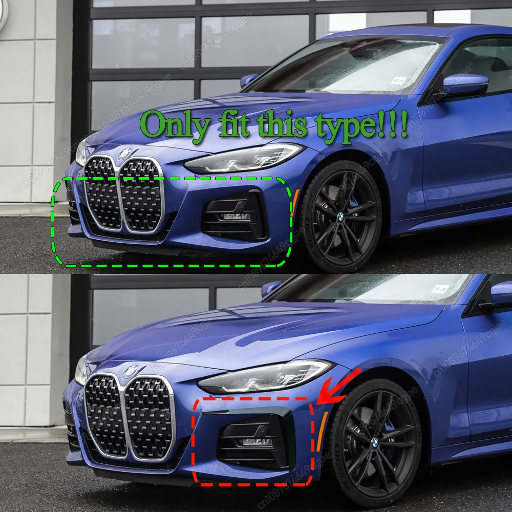 ل BMW 4 سلسلة G22 G23 420i 430i M440i 2020-2024 ضبط الضباب مصباح مصبغة غطاء الكسوة الجبهة حافة مصد السيارة الفاصل تنفيس الهواء طقم الجسم