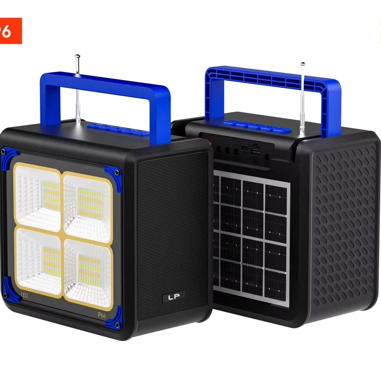 

LP-V96 Outdoor Solar Lighting Lamp Bluetooth Speakers 10W Power BT/TF Card/USB/FM Supported with Solar Energy Emergency Charging