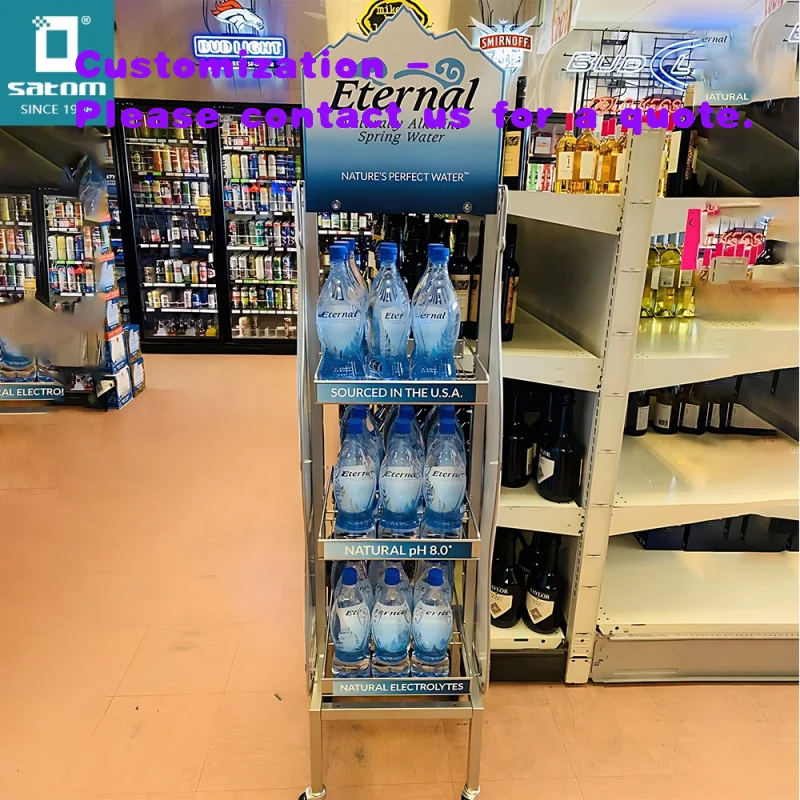 custom.Satom Custom Printed Graphics Adjustable Height Shelves Building Fold up Wire Metal Floor Display Rack