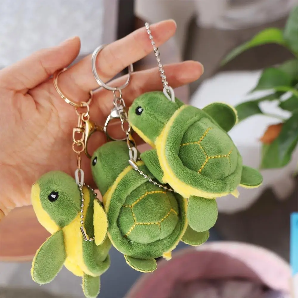 PP cotton Turtle Plush Pendant Cartoon Turtle Metal Buckle Turtle Plush Keychains Plush Soft Turtle Plush Keyring Kids Toys