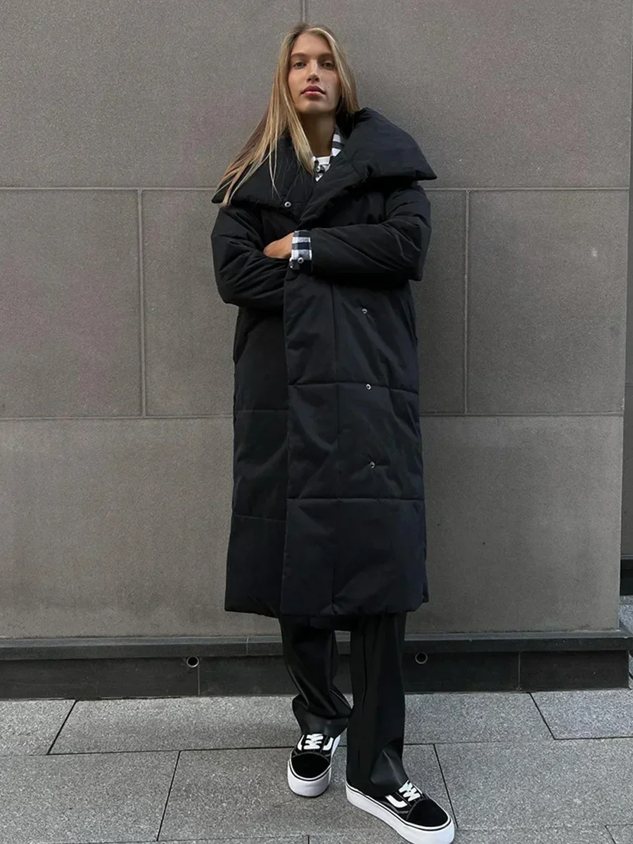 Wolfeel Women Loose Chic Thicken Jackets Parkas Winter Coats Oversized Warm Long Belt Puffer Jackets Ladies Cotton Padded Jacket