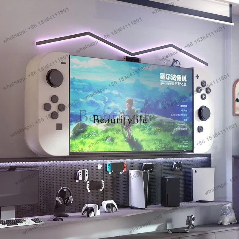 TV background wall custom e-sports room creative game console ns TV hanging cabinet