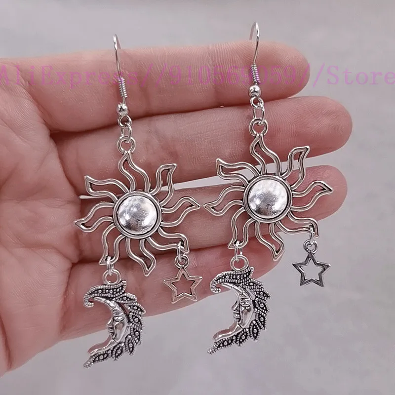 Goddesses Earrings - Pagan Jewelry, sun and Moon Earrings, star earrings,Wicca, Moon Jewelry, Goddesses