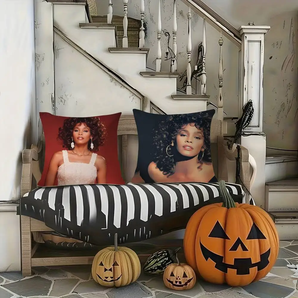 المغني W-Whitney هيوستن كيس وسادة لينة أفخم النسيج مزدوجة الوجهين طباعة ديكور غرفة المعيشة المنزلي هدية غطاء الوسادة #4