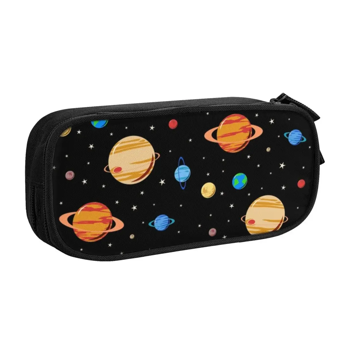 Cute Planets Pattern Custom Cute Pencil Case Girl Boy Large Capacity Space Galaxy Universe Pencil Bag Pouch Students Stationery