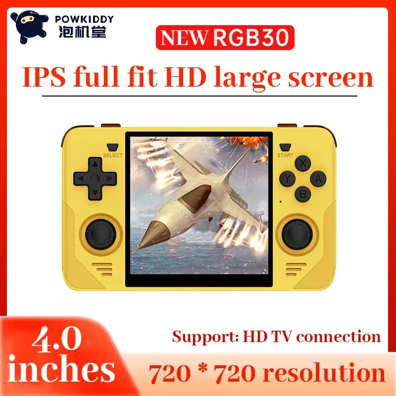 Powkiddy Rgb30 4.0 British Ips Hd Screen Open Source Handheld Cross-Border Psp Simulator N64 Rocker Arcade Game Machine Gift