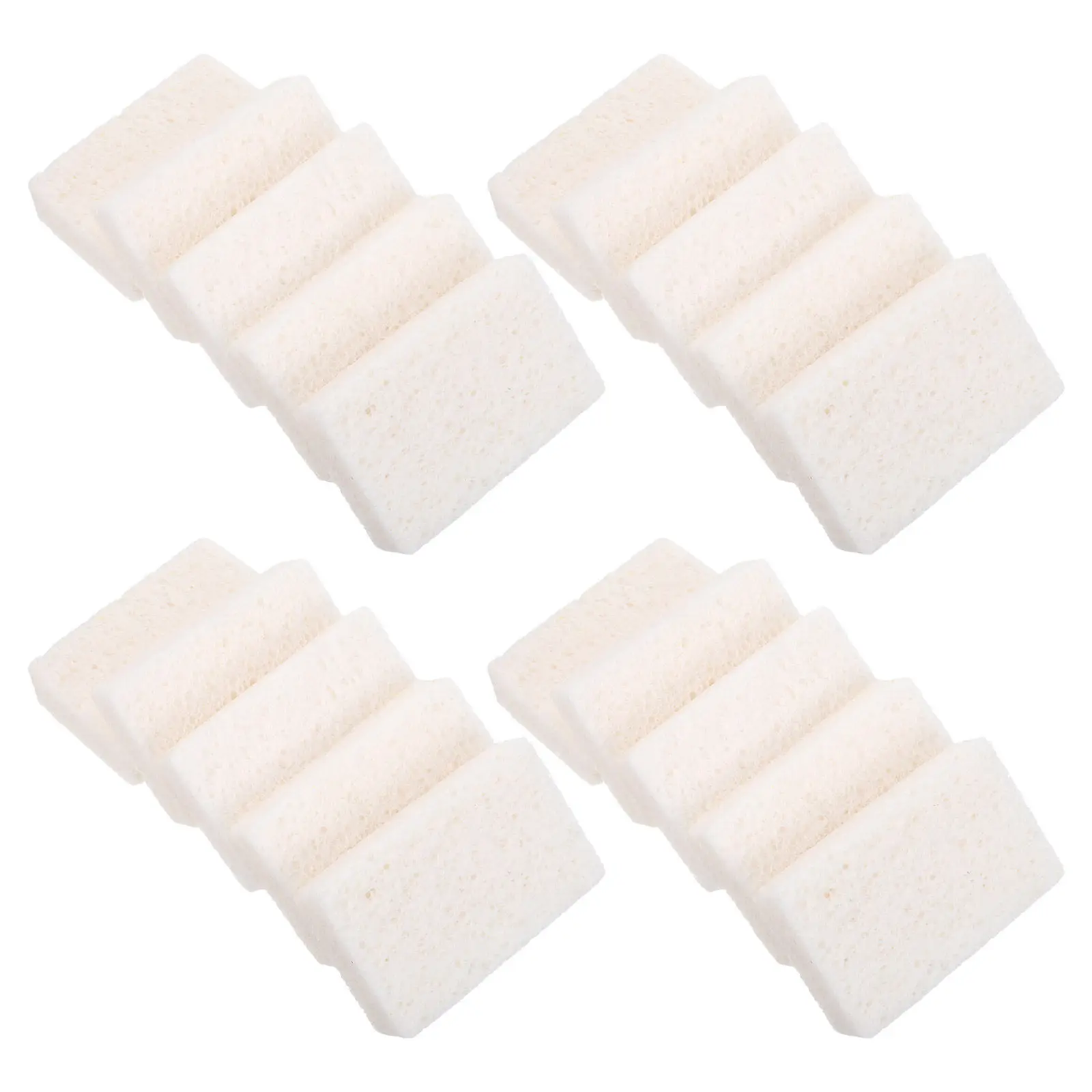 

20 шт. губок из древесной целлюлозы с высокой абсорбцией, не царапающие поверхности, для мытья посуды - многоразовые чистящие подушечки