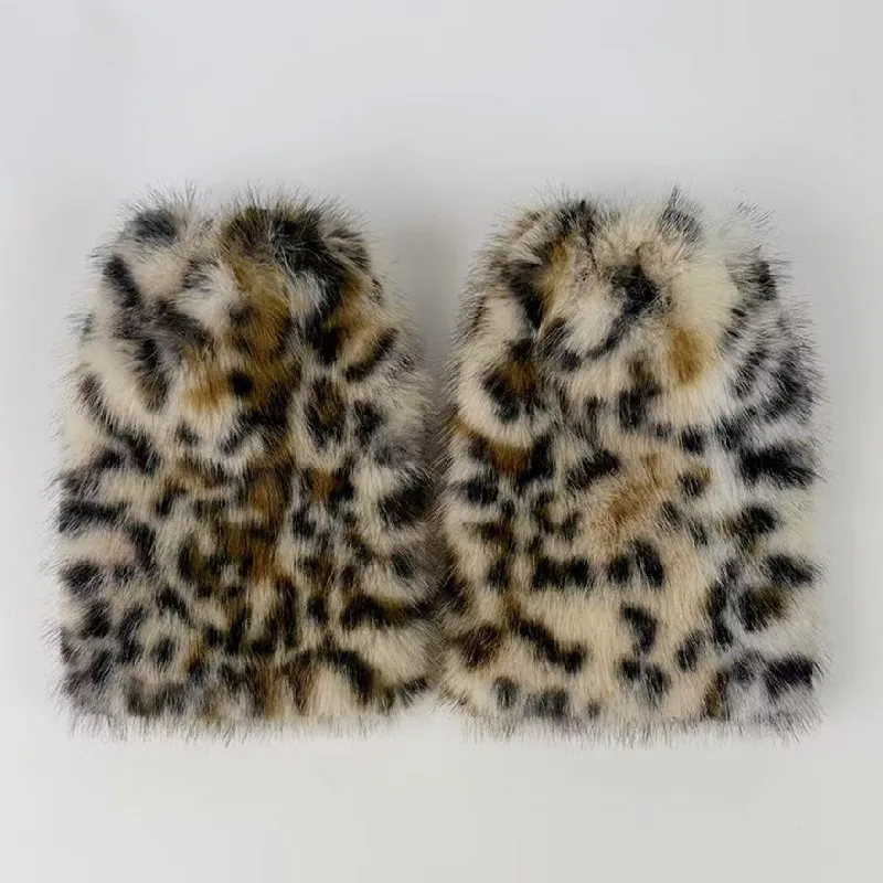 2025 Autumn/Winter New Leopard Print Warm Leg Protection Plush Leg Covers Hot Girl Y2k Retro Modern Fashion Lolita Accessories