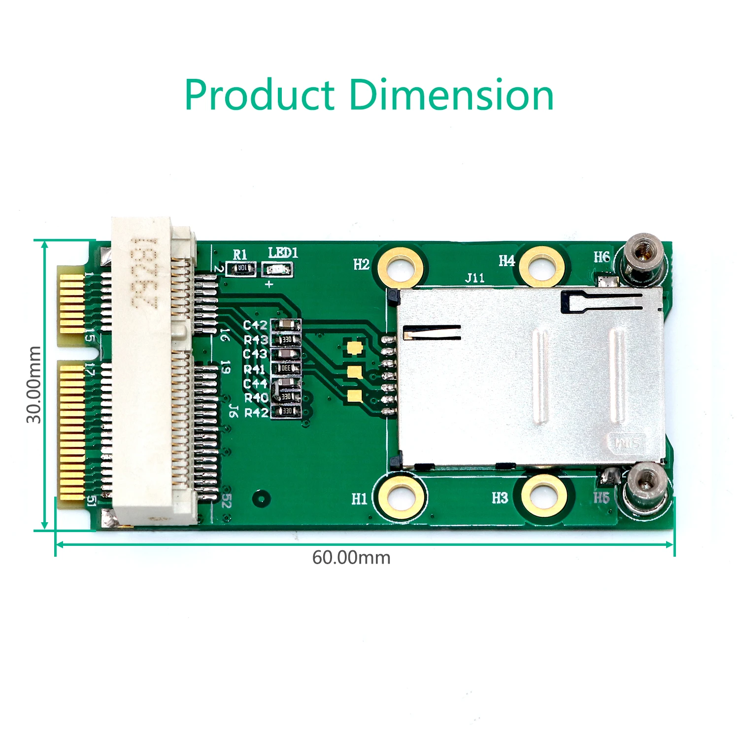 Mini PCI-E Adapter with SIM Card Slot for 3G/4G ,WWAN LTE ,GPS card  With self-elastic SIM card holder