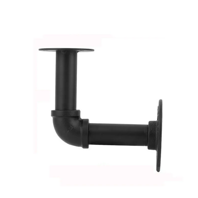 1/2Pcs Black Iron Industrial Pipe Shelf Vintage Retro Wall Floating Shelf Home Decor Storage Holde Bracket Holder Rack L Bracket