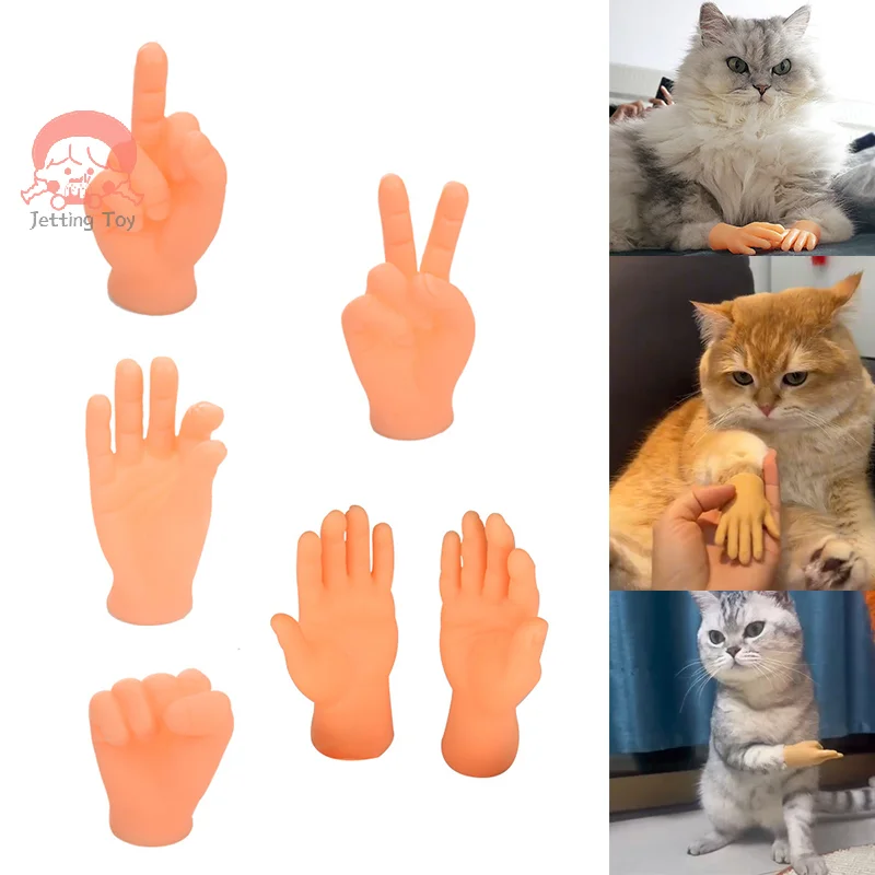 1Set Cats Toy Cat Gesture Finger Cot Cat Finger Sleeve Mini Hand Model guanti in Silicone Pet Interaction Toy Cat Massage Tool