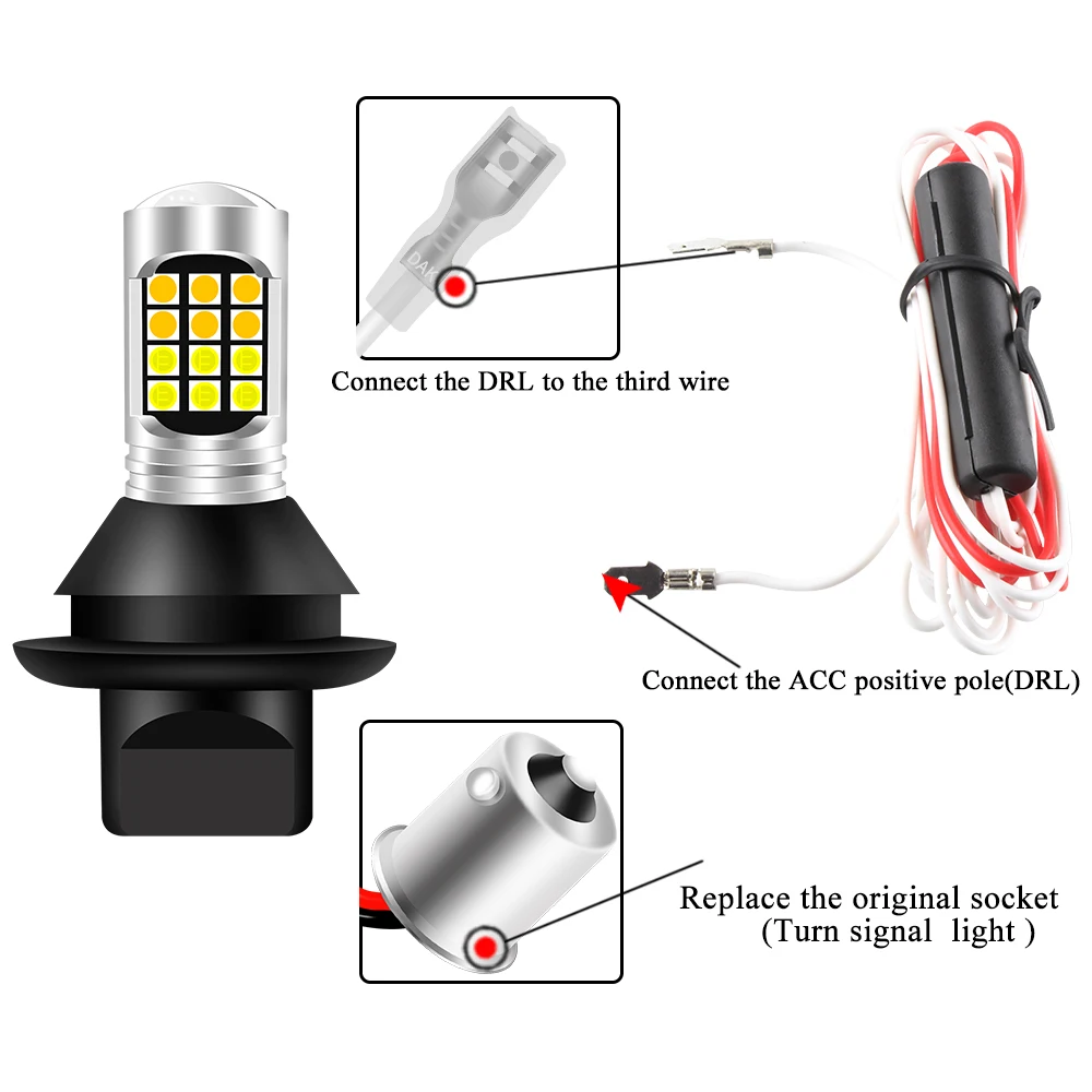 2PCS Canbus 2 in 1 Car LED Turn Signal+Daytime Running Light Dual Mode Auto DRL Bulb WY21W W21W T20 T25 PY21W BAU15S P21W BA15S