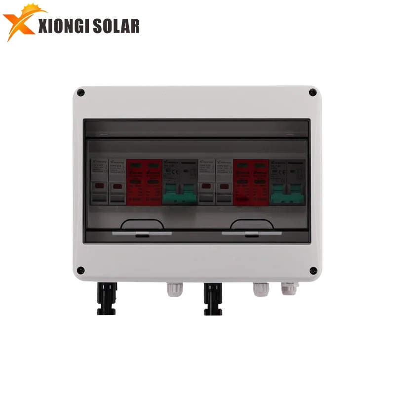 DC 2 in 2 Out 600V Solar PV Combiner Box with 20-40KA SPD Protection 15A Input 63A Output