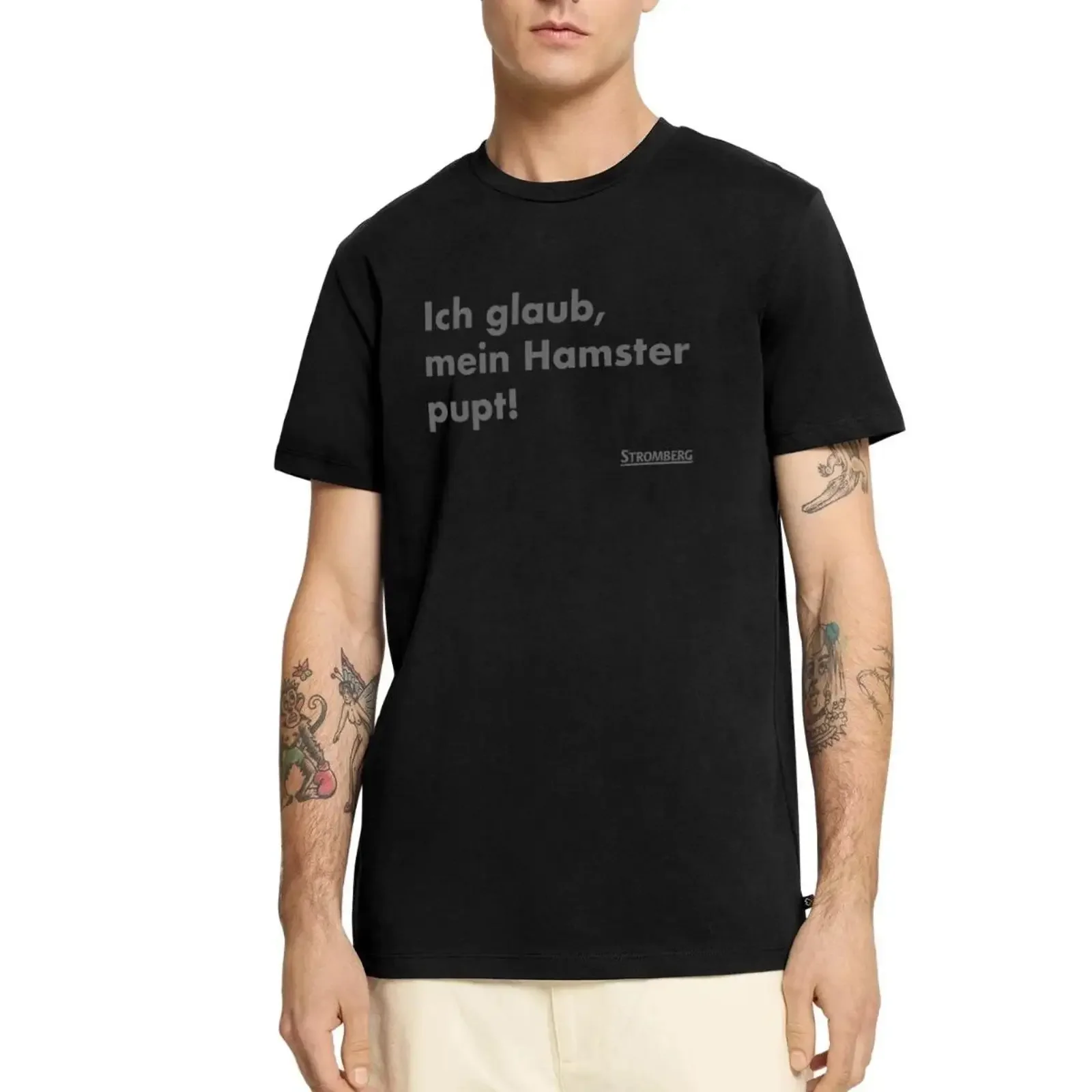 Camiseta Premium Orgánica Vintage Lavada de Diseñador Stromberg Zitat Ich Glaub Mein Hamster Pupt para Hombre, Elástica y Transpirable