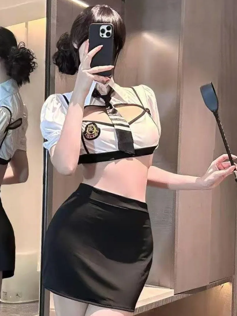 

Сексуальная ролевая униформа стюардессы SM, комплекты юбок Pure Desire с короткими рукавами, воротник с галстуком, очаровательный DCBF