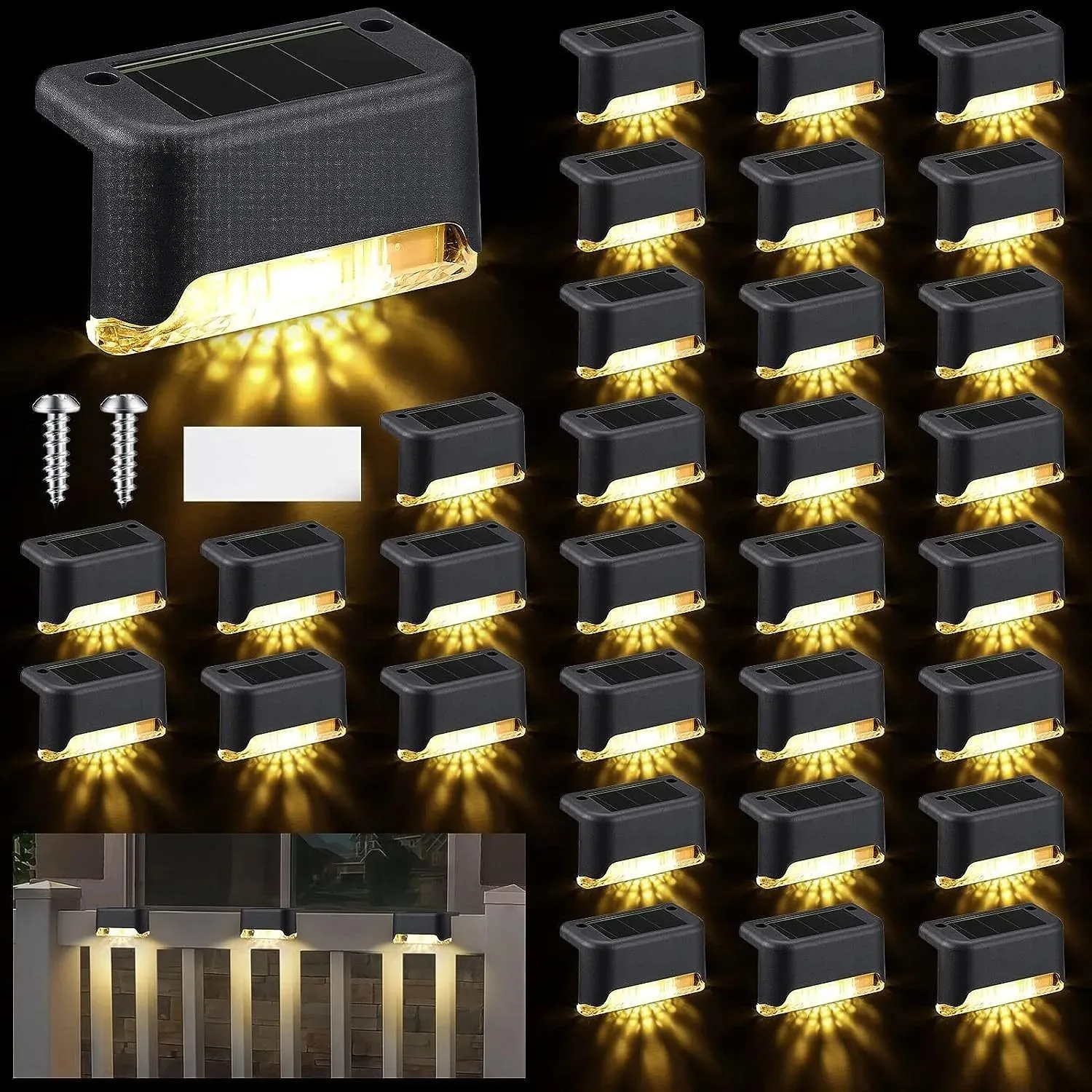 Pop 4-32 Pack Solar Step Lights LED Outdoor Stair Lights Waterproof Solar Powered Garden Path Lights For Patio Steps Deck Balcon