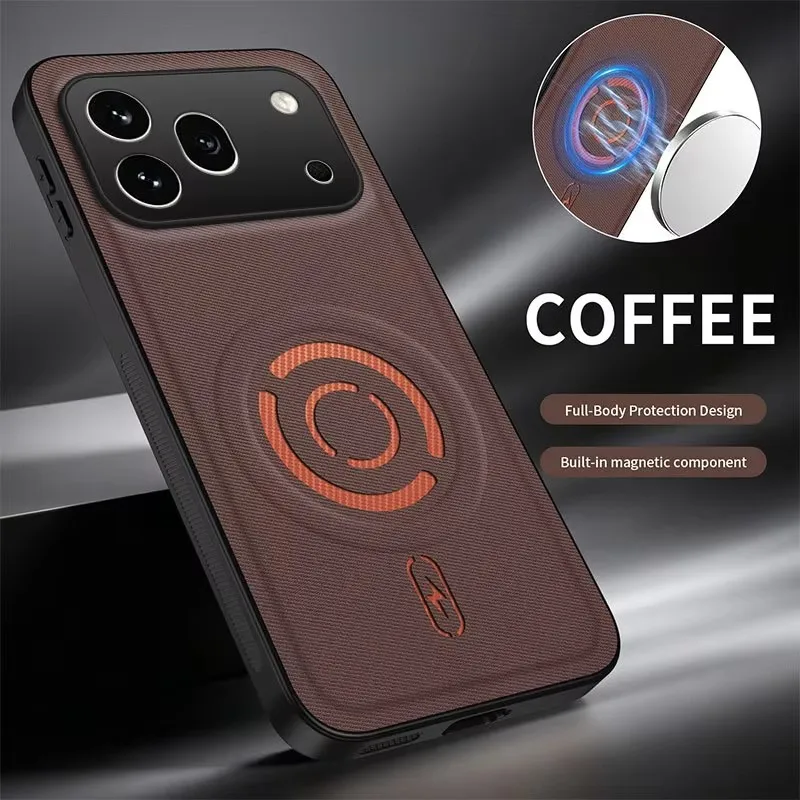 Stoff-PU-Leder Magnetische Hülle für Huawei Honor 600 Pro Global Stoßfeste Rutschfeste Kameraschutz-Hülle für Magsafe Cover