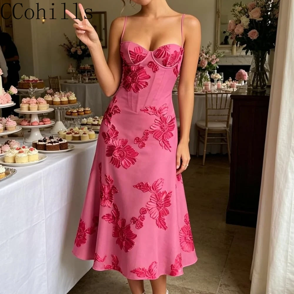 Spaghetti Straps Homecoming Dresses for Teens 3D Lace Floral Corset Long Cocktail Gowns 2026