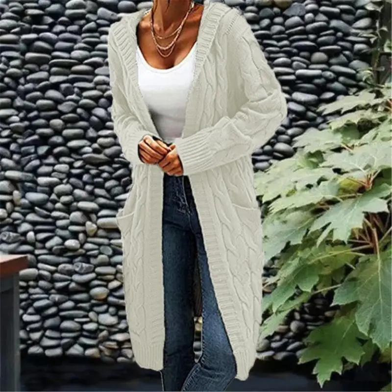 

39BC Textured Cable Sew Cotton Sweater Coat Women's Long Long Cardigan For Cold Weather Comfortable