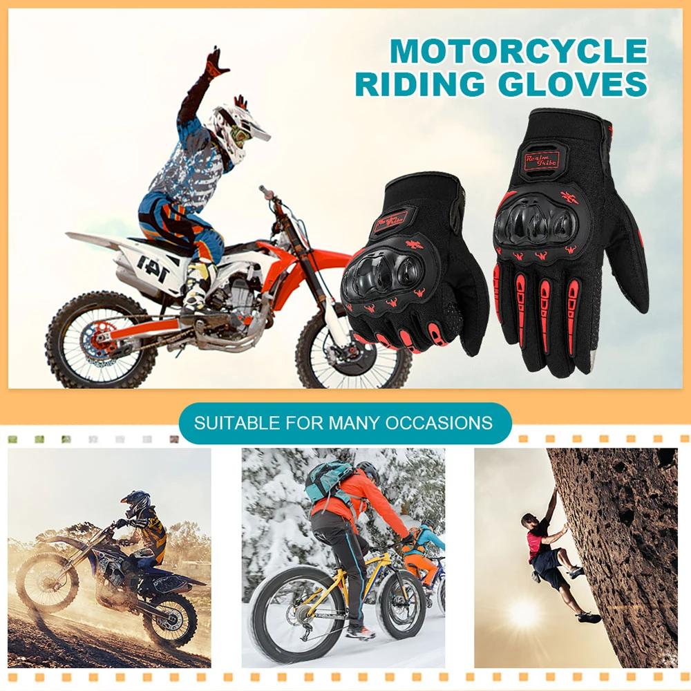 1Pair Motorcycle Gloves Breathable Full Finger Racing Gloves Outdoor Sports Bike Gloves for BMX ATV Road Racing Summer Winter