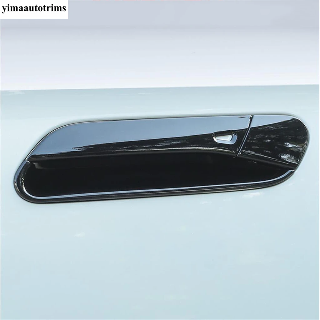 Car Outer Door Handle Bowl Decoration Cover Trim For VW Volkswagen ID.4 6 X Crozz 2021 - 2024 Black / Carbon Fiber Accessories