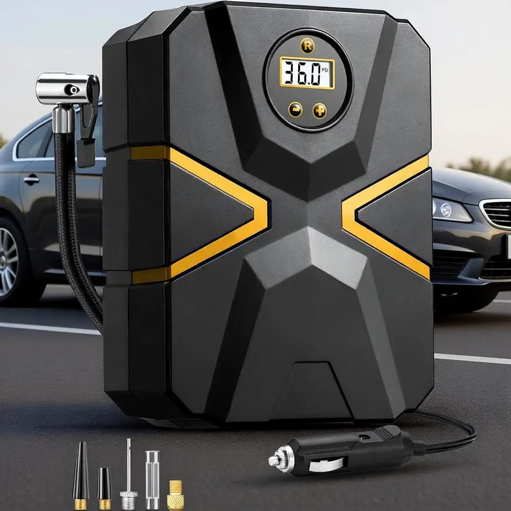 

Portable Air Compressor 12V DC, Digital Car Tire Pump 150 PSI, Preset Tire Pressure & Auto Shut Off