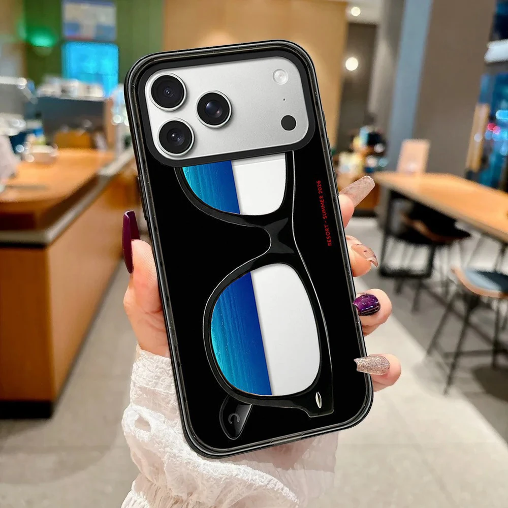 Simple Sunglasses Impact Black Border Magnetic Phone Case Cover for IPhone 13 14 15 16 17 Pro Max Case for IPhone Air