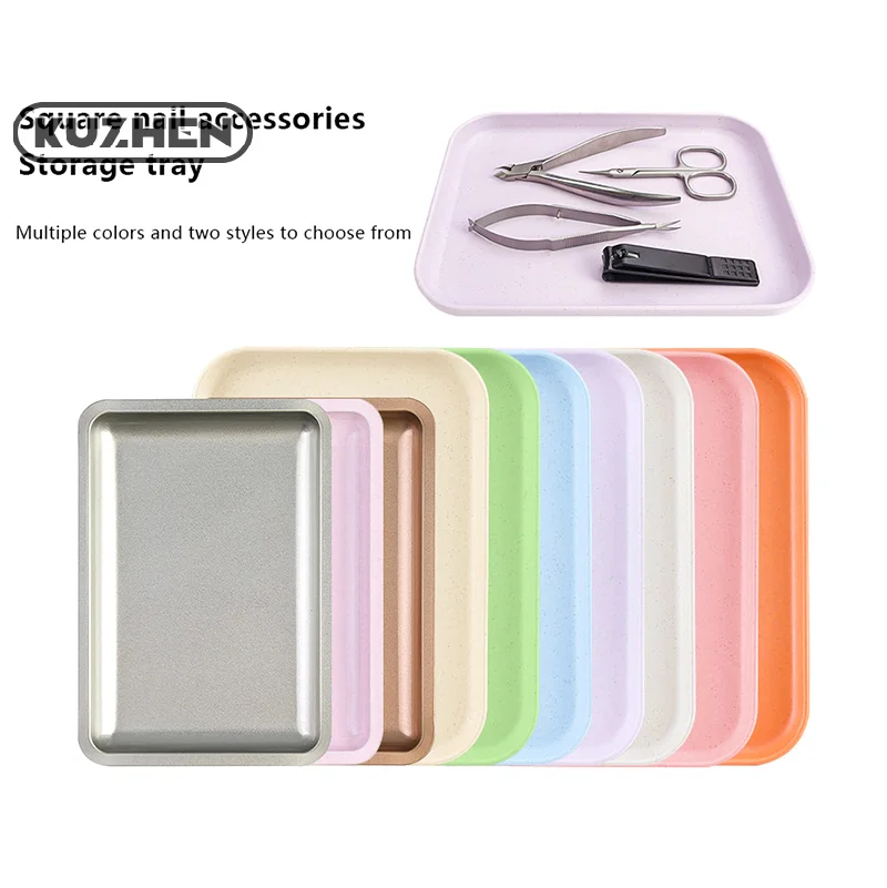 Square Stainless Steel Cosmetic Storage Tray Nail Art Equipment Plate Tools Dental&False Nails Nail Decorations Display Tray