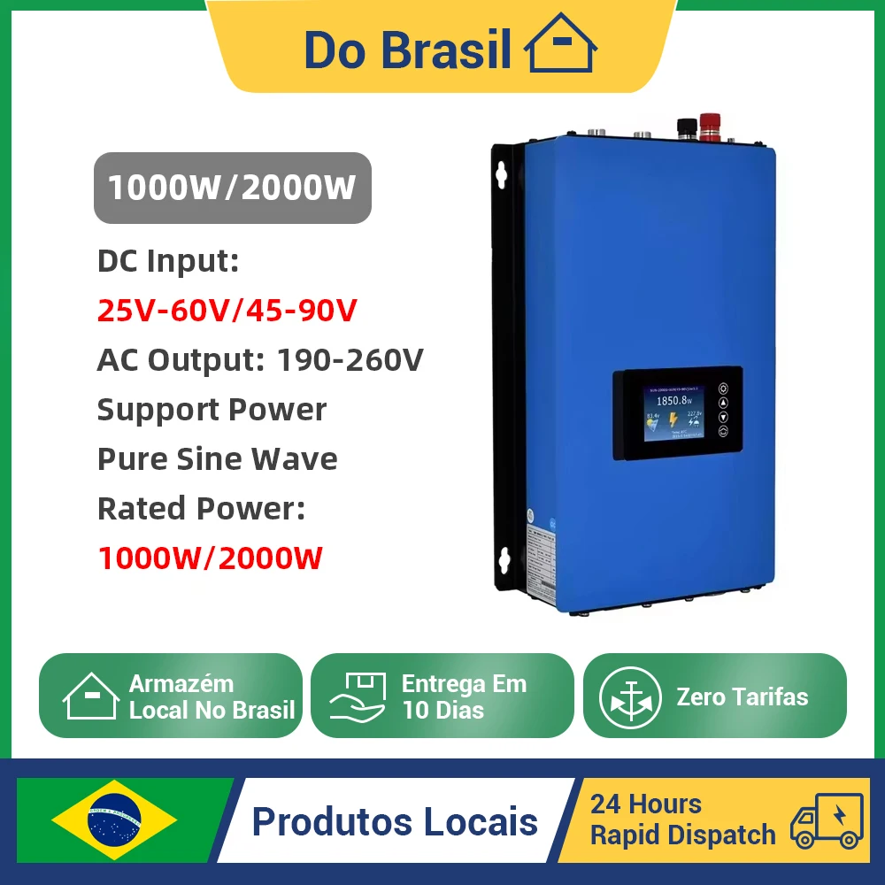 [Entrega local] Inversor Y&H 1KW 2KW MPPT Grid Tie com limitador, aplica-se ao painel solar ou modo de descarga da bateria, WiFi opcional
