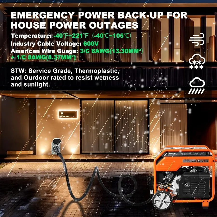 50 Ampere Generatorkabel 25 Fuß mit vorgebohrtem Stromeingangskasten für Outdoor-Wohnmobile und Home-Backup-Stromversorgung NEMA 1450P bis SS250R Twist Lock