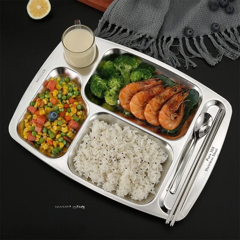 

Children's Meal Plate Divided 304 Stainl Steel Food ade Deepened Elementary School Student Partition Home Ceteria