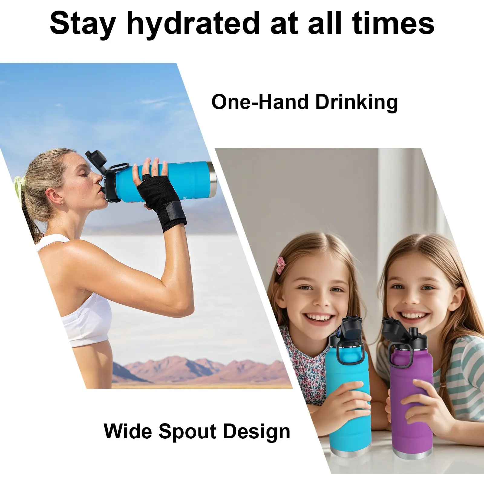 Auto Flip Lid for Wide Mouth Sports Water Bottle, Replacement Lid with Button Lock Spout Lid for HydroFlask Wide Mouth 12 18, 32