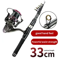 1.5-2.4M Telescopic Carbon Fiber Sea Fishing Rod Combo Travel Feeding Pole and Spinning Reel Gear Ratio 5.2:1 for All Waters