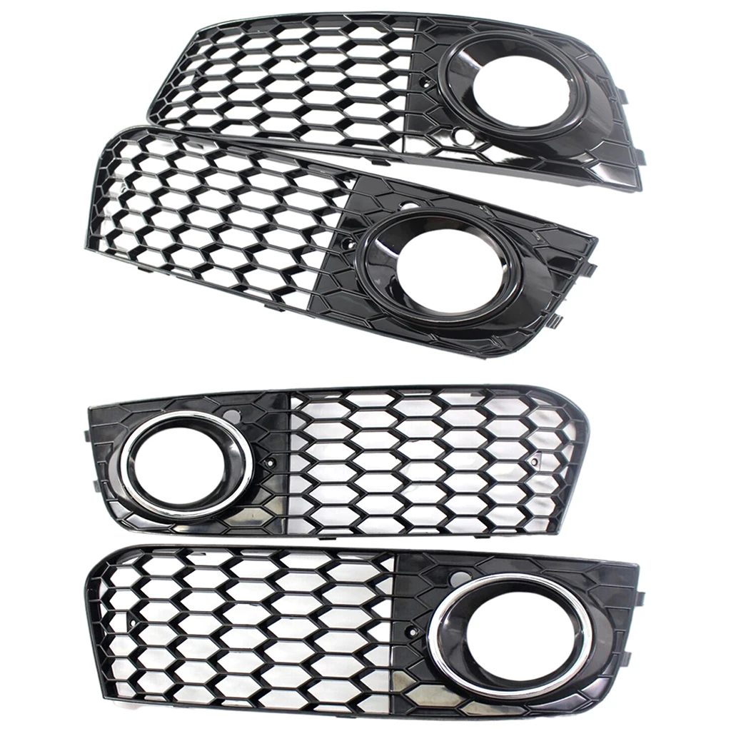 Fog Light Grille Grill Cover Replaces for Audi A4 B8 RS4 8KD807682 Black