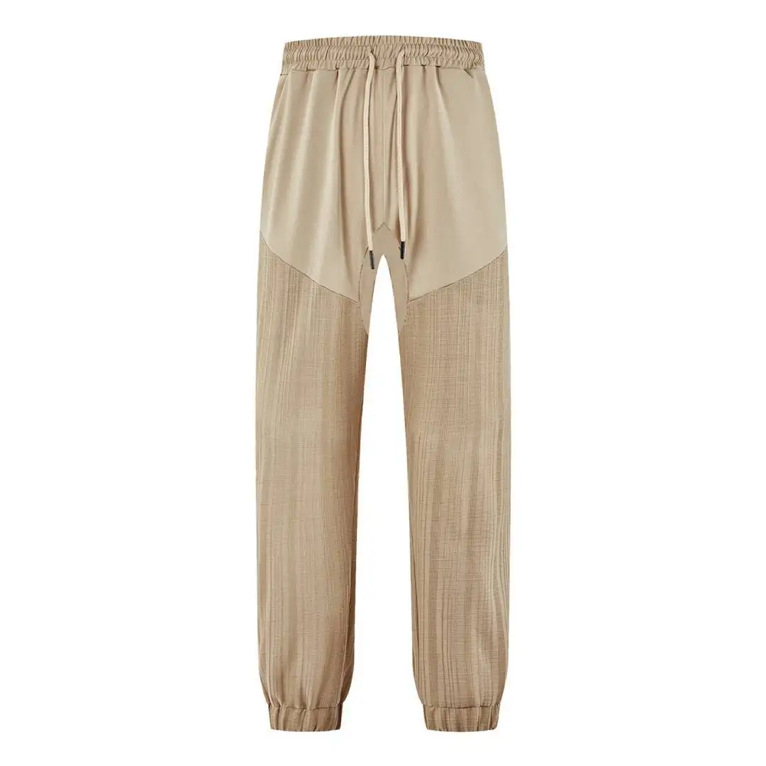 European American Vintage Fashion Men Straight Drawstring Loose Fit Simple Casual Daily Jogger Trousers Male Trendy Sports Pants