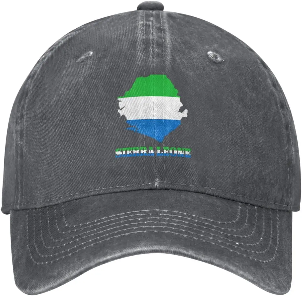 Sierra Leone Map Flag Vintage Baseball Cap Cotton Denim Sun Protection Casual Adjustable Hat