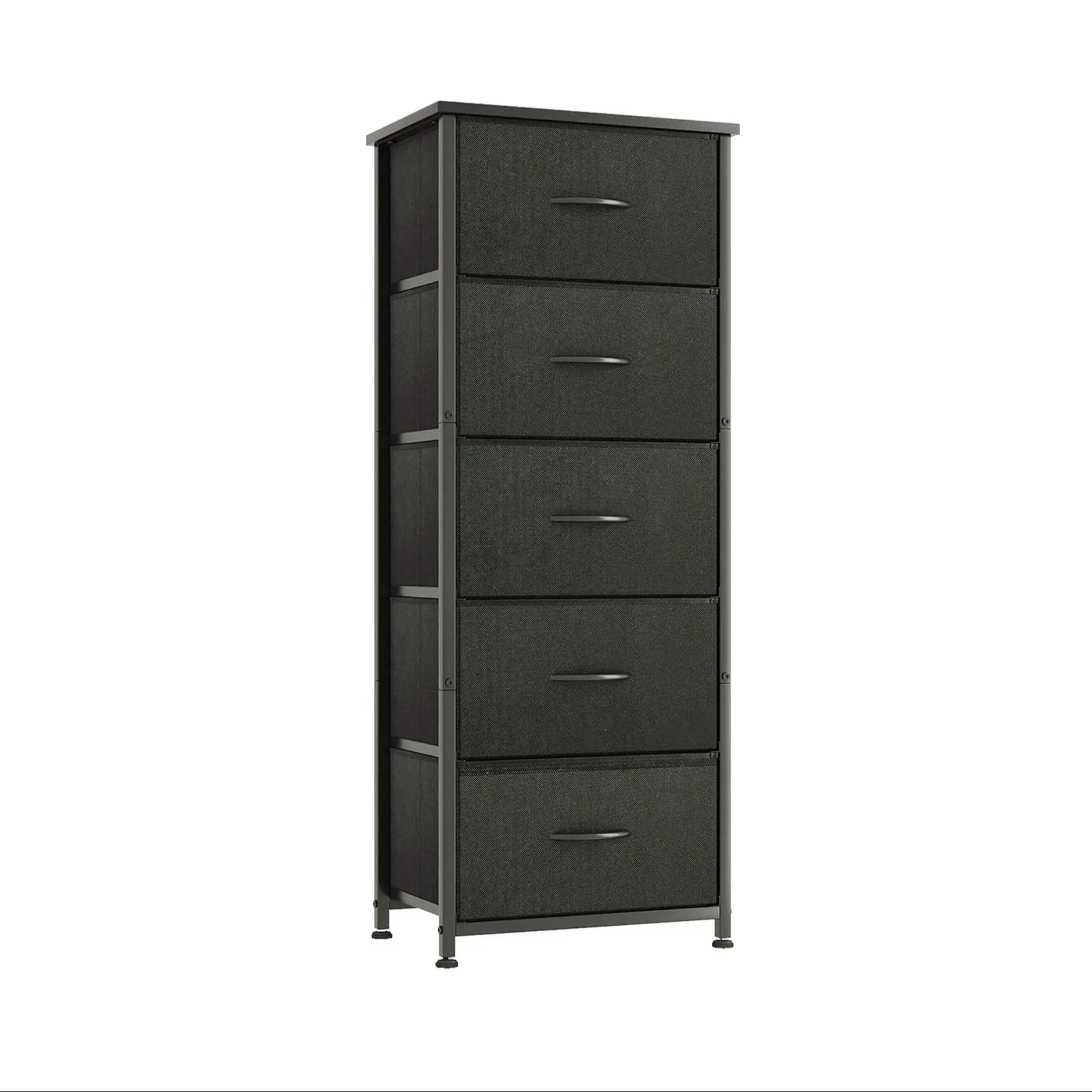 5 Layer Chest of Drawers, Vertical Storage Drawers Fabric Chest, Organizer for Bedroom,Steel Frame, fabric drawer,Black