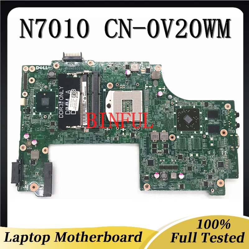 

High Quality Mainboard For DELL 17 17R N7010 Laptop Motherboard CN-0V20WM 0V20WM V20WM DAUM9BMB6 HM57 1GB 100% Full Working Well