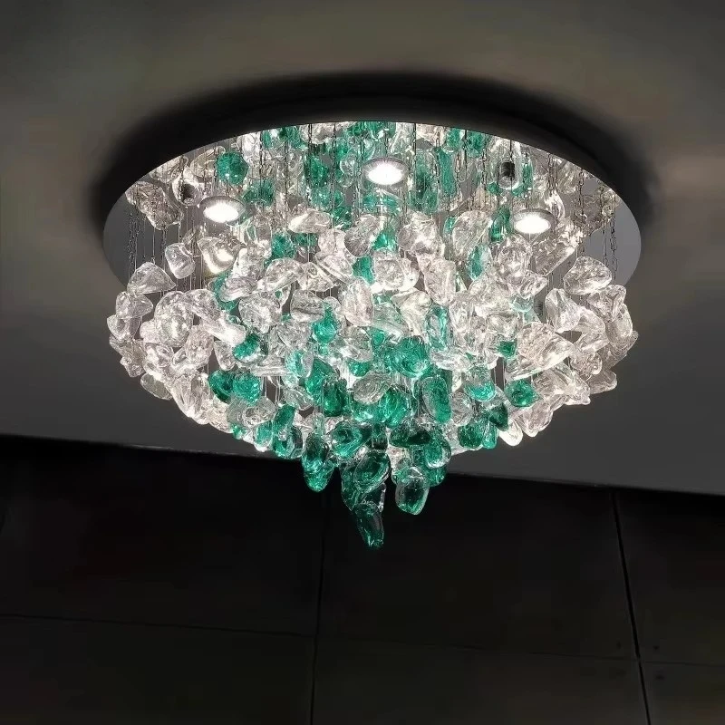 

Green Crystal Ceiling Light Modern For Living Room Bedroom Hotel Home Decor Luxury Ceiling Lamp Chandelier Lighting Fixture