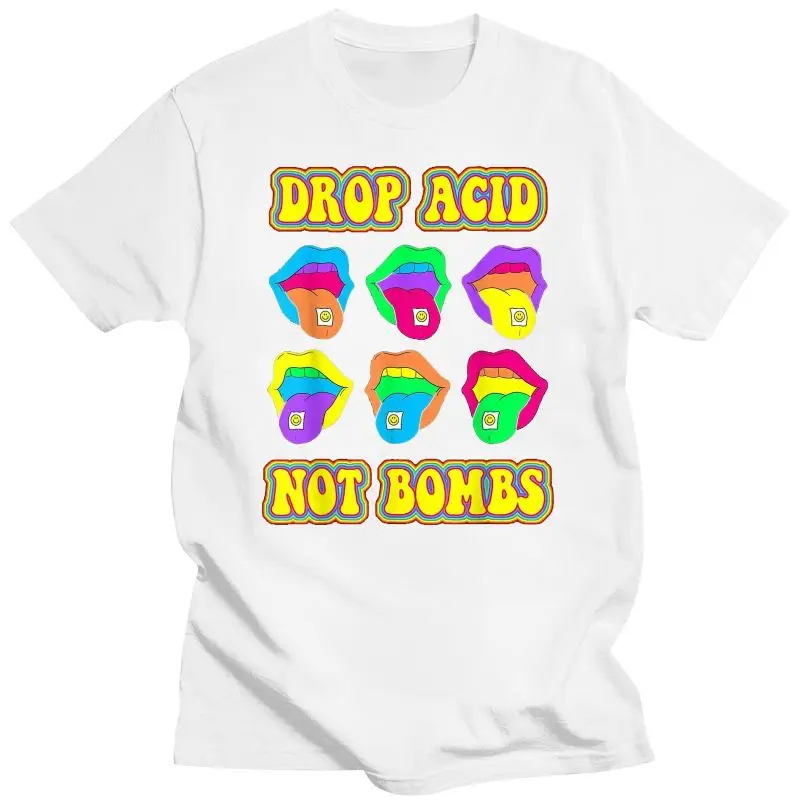 Funny Clothes Drop Acid Not Bombs Trippy Tongue LSD T-Shirt Summer Vintage Fashion Men Women Graphic Tshirts Cartoon Short-sleev