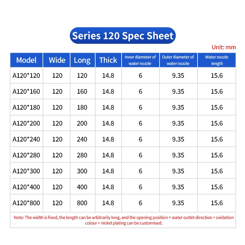 120-wide cooling plate Water-cooled plate CPU graphics chip Water-cooled radiator semiconductor cooling plate