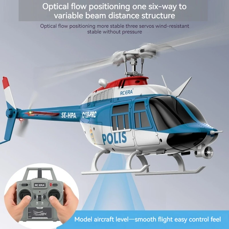 RCERA Remote-Controlled Helicopter C138 Pro Six Channel Model Aircraft Brushless Stunt Simulation Bell Helicopter Boy Toy Gift
