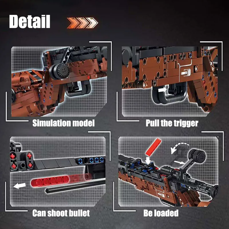 Analyste de blocs de construction de modèle de fusil et odorKar98k, briques de modèle d'assemblage, jouets pour enfants, cadeau de la série militaire WW2, MOC, nouveau, 98K, 1206 pièces