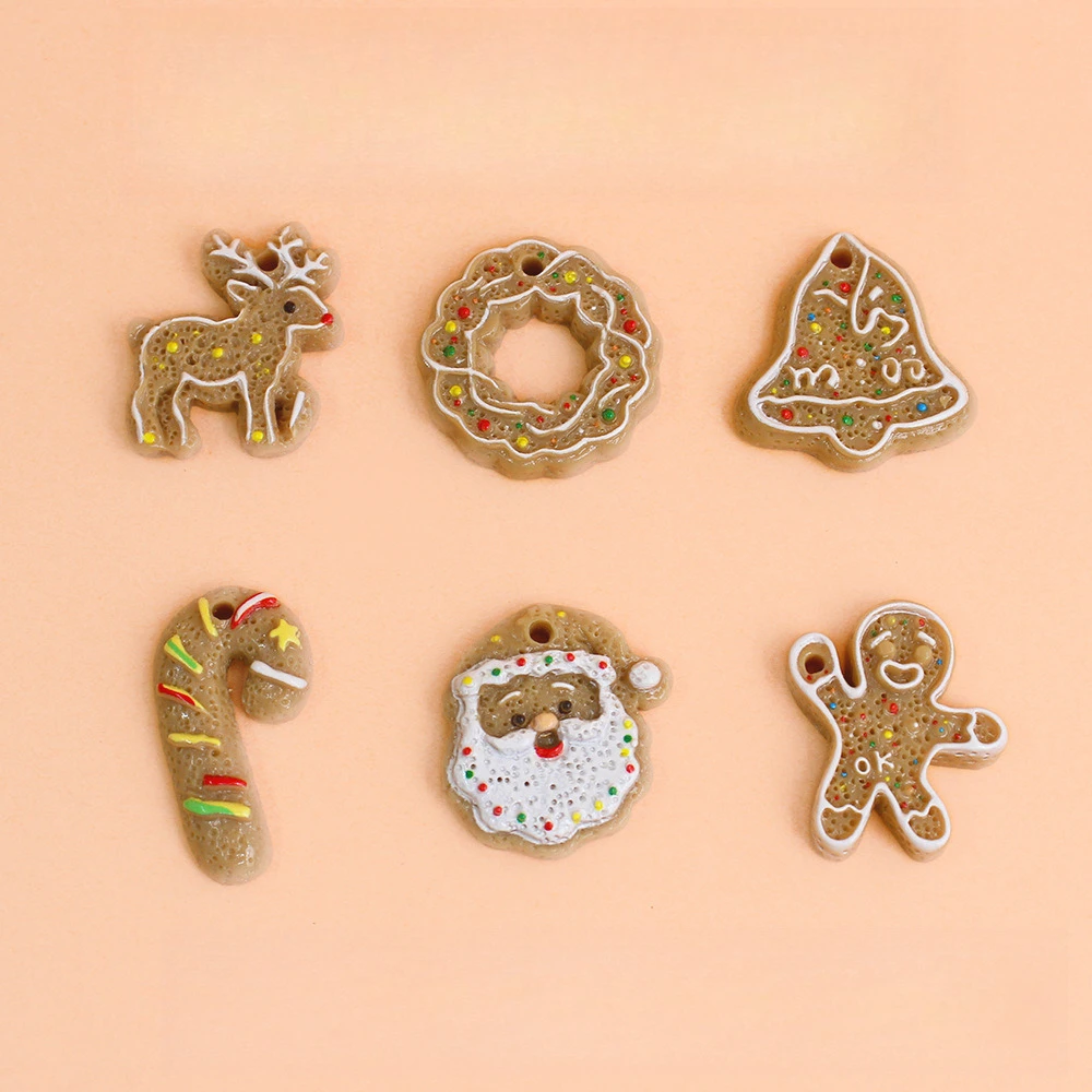 100pcs Cute Mini Christmas Gingerbread Man Flatback Resin DIY Accessory Pendant Dollhouse Scene Decoration Miniature Food Game