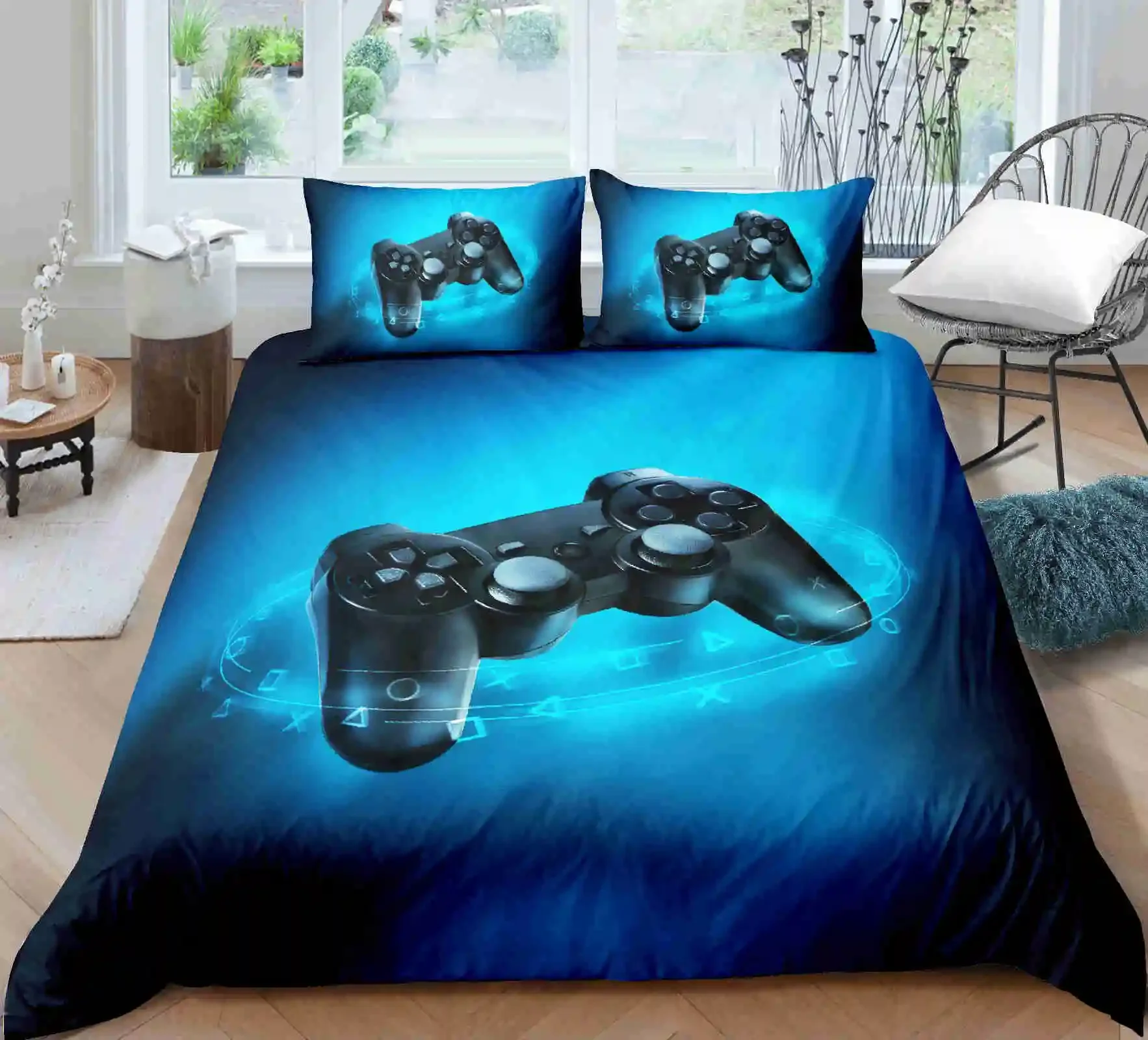 Gamer Bedding Set For Bedroom Soft Modern Gamepad Bedspreads Comefortable Kids Duvet Cover Video Game Quilt Cover And Pillowcase